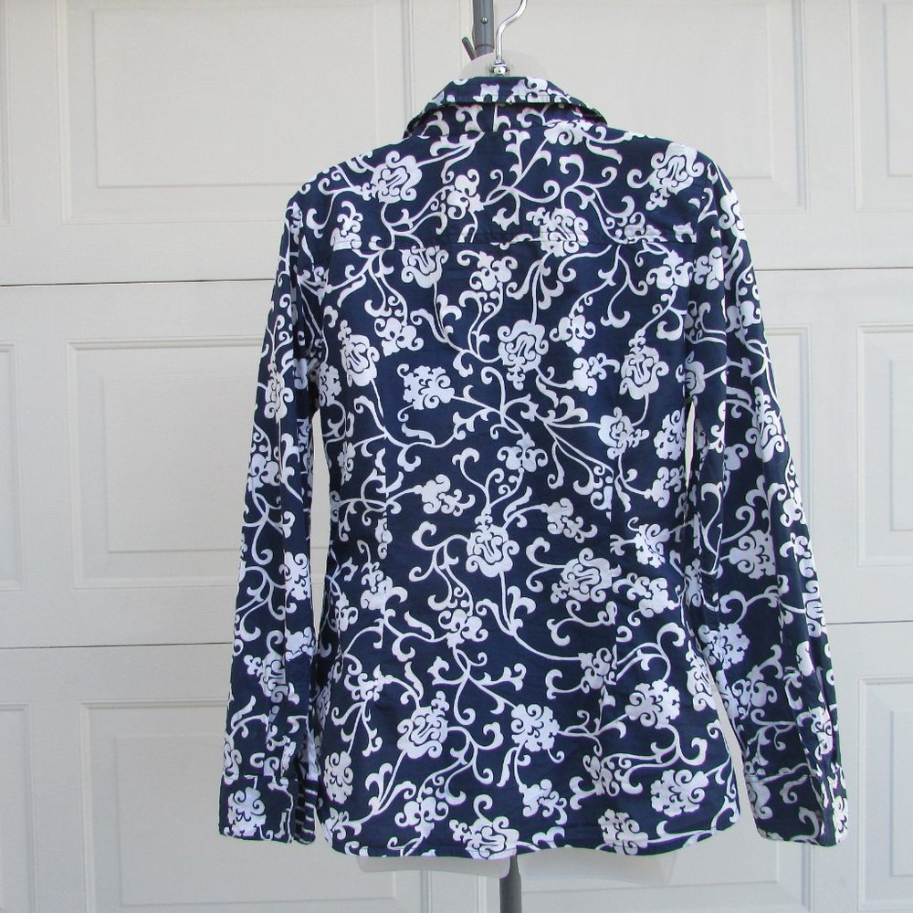 Charter Club Navy White Tuxedo Button Down Shirt … - image 7